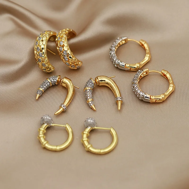 جديد البصر تصميم كريستال هندسية وأقراط للنساء أزياء العلامة التجارية مجوهرات فريدة من نوعها أقراط زركونيا حساسة