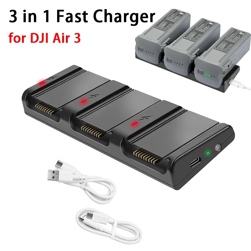 Drone Battery Charger for DJI Air 3 USB-A USB/Type-C Charging Manager 3 IN 1 Fast Charging Hub for DJI AIR 3 Accessory