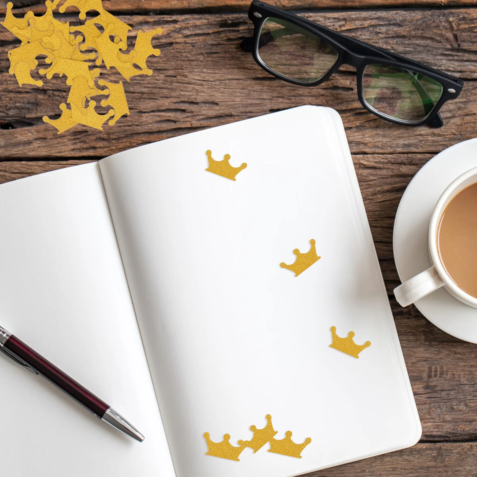 

200Pcs Double-Sided Crown Confetti Gold Paper Birthday Party Baby Shower Table Decorative Craft Supplies Crown Confetti
