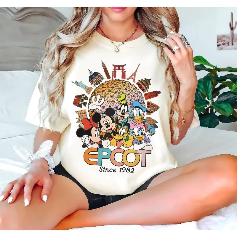 

Футболка Disney с Микки и друзьями 1982, женская футболка, летняя новая стильная мужская и женская повседневная модная уличная одежда