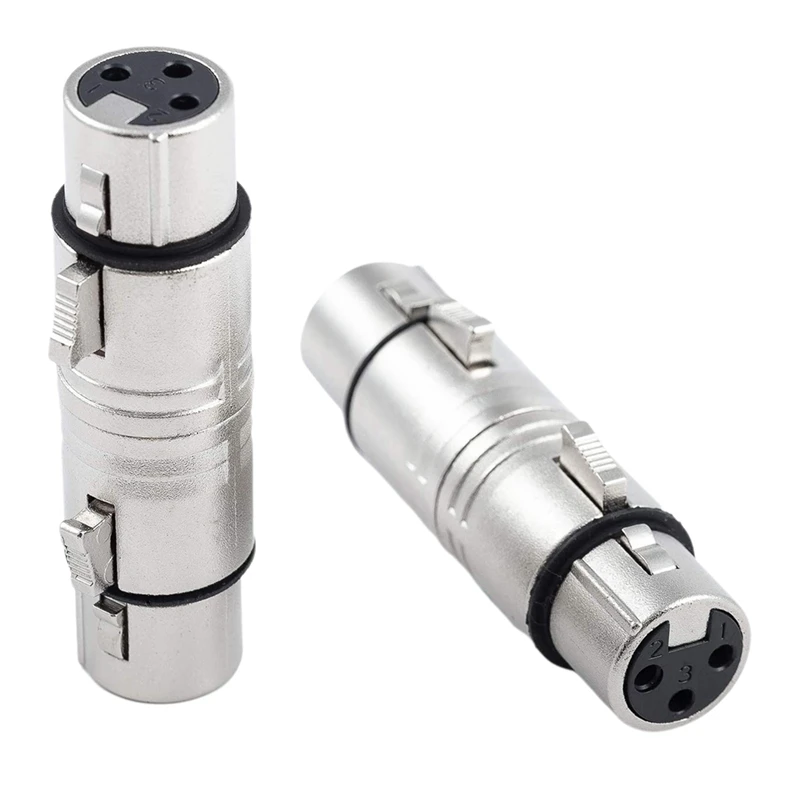 2PCS XLR Female To Female XLR 3 Pin Female To 3 Pin Female Adapter, Gender Changer,Mic Barrel Extension Converter