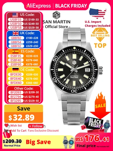 Reloj de buceo San Martin 62mas 39mm clásico NH35 hombres relojes mecánicos automáticos zafiro impermeable 200m SLN C3 luminoso SN0007