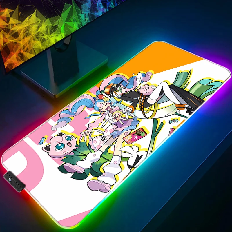 

LED Mouse pad Computer Laptop Anime Keyboard RGB Mouse Mat Pokemon Pikachu Mousepad Keyboards Gamers Backlight Desk Mat