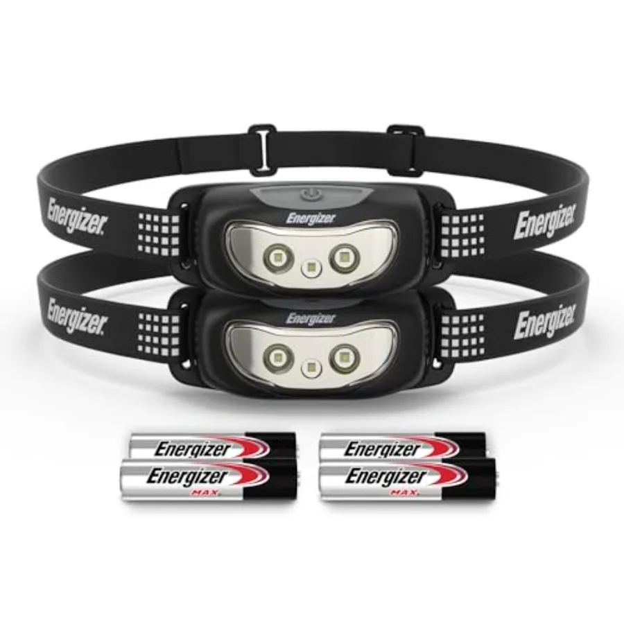 Universal LED Headlamp 2-Pack,Bright Head Lamp for Outdoors, Camping and Emergency Light, IPX4 Water Resistant (Batteries Inclu