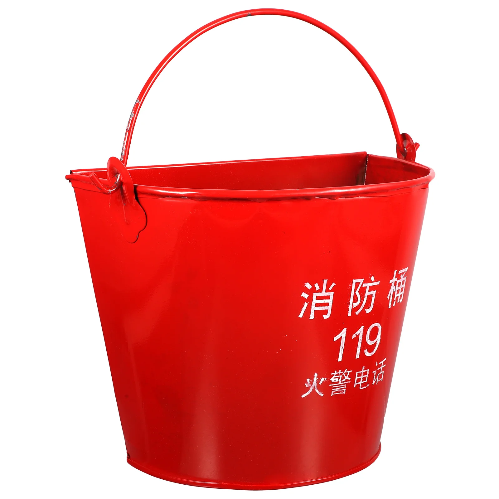 دلو مكافحة الحرائق دلو رمل حديدي سميك تصميم شبه دائري معدات الطوارئ الحمراء المقاومة للخدش لمحطة الإطفاء #2