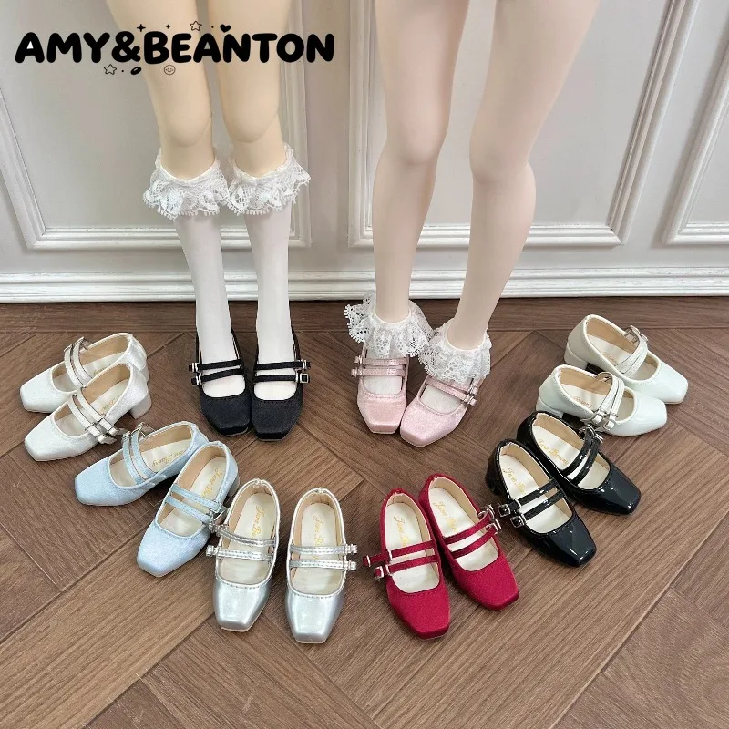 1/4 BJD Flat Feet Small Heel Mary Jane Japanese Rojita Shoes For DFH GL AE XAGA Regular 1/4 Chubby Ball Jointed Doll Footwear