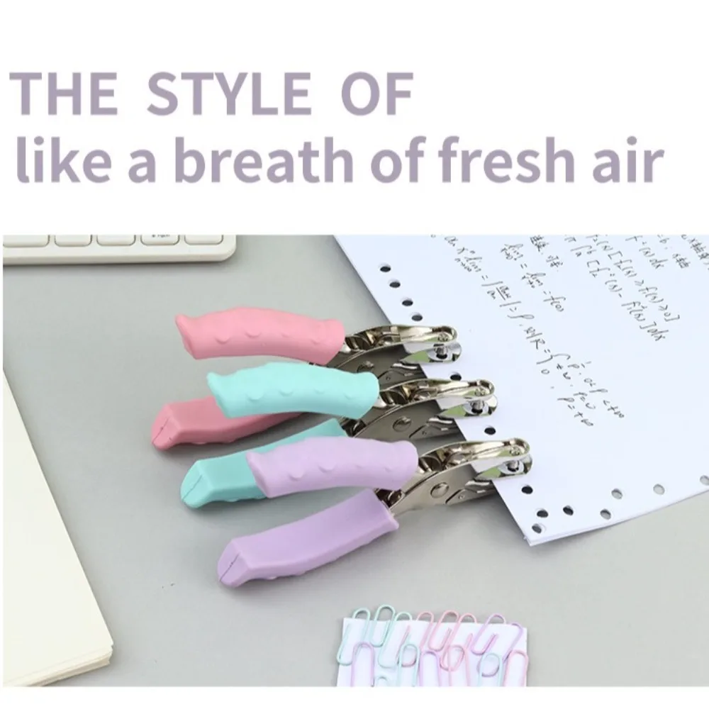 Single Hole Mini Paper Punch Non-slip Handle Macaron Color Single Hole Punch Fashion Save Effort DIY Paper Puncher School