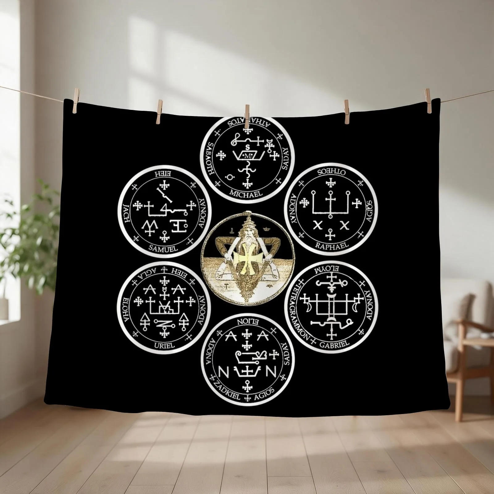 The Seven Archangel Sigils - Solomon's Seals Archangel Seals Sigils Throw Blanket