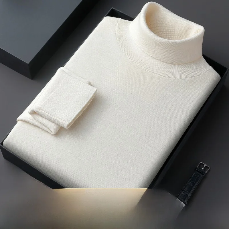 

Pierre Cardin 00% Pure Wool Sweater Men's Thiened High Collar Warm Knitted Pullover Winter Faion Casual Color