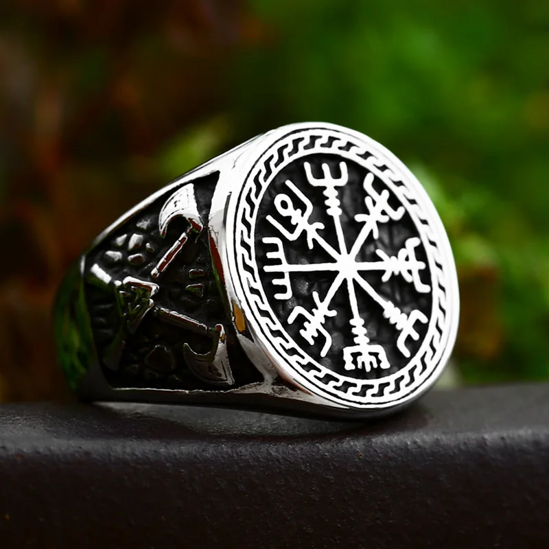 steel soldier charm norse viking rune ring stainless steel engagement and wedding ring set biker ring men for Skandinavia