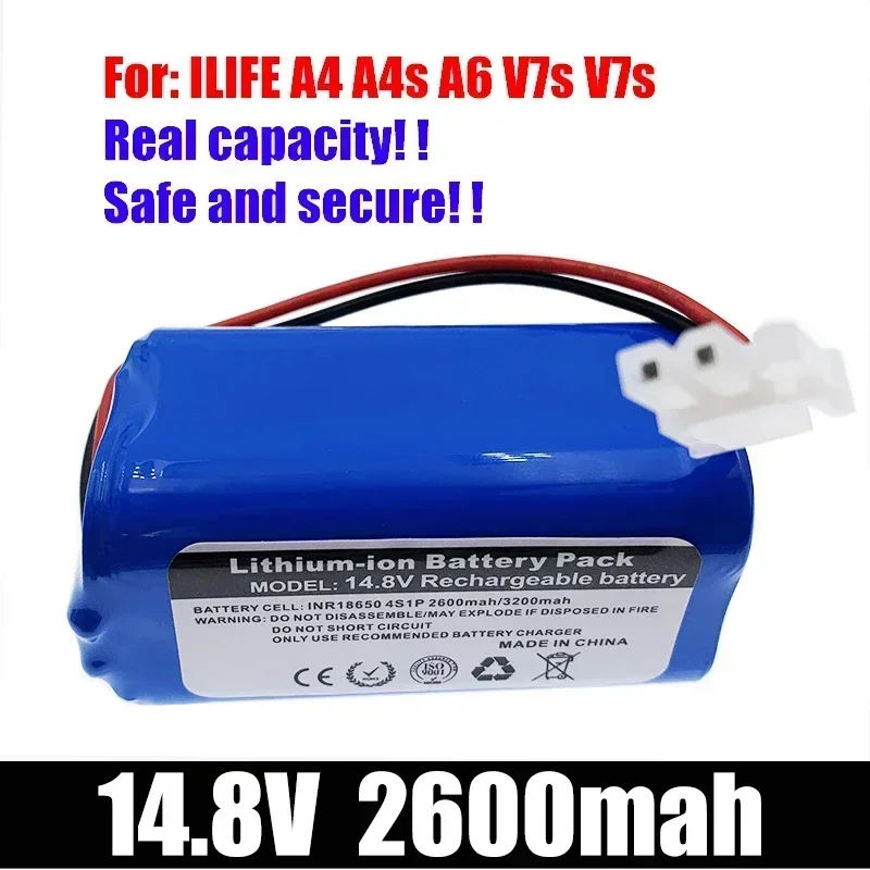 

14.8V 2600mah 3200mah Lithium Battery For 14.4v ILIFE A4 A4s V7 A6 V7s Plus Robot Vacuum Cleaner ILife 4S1P Full Capacity