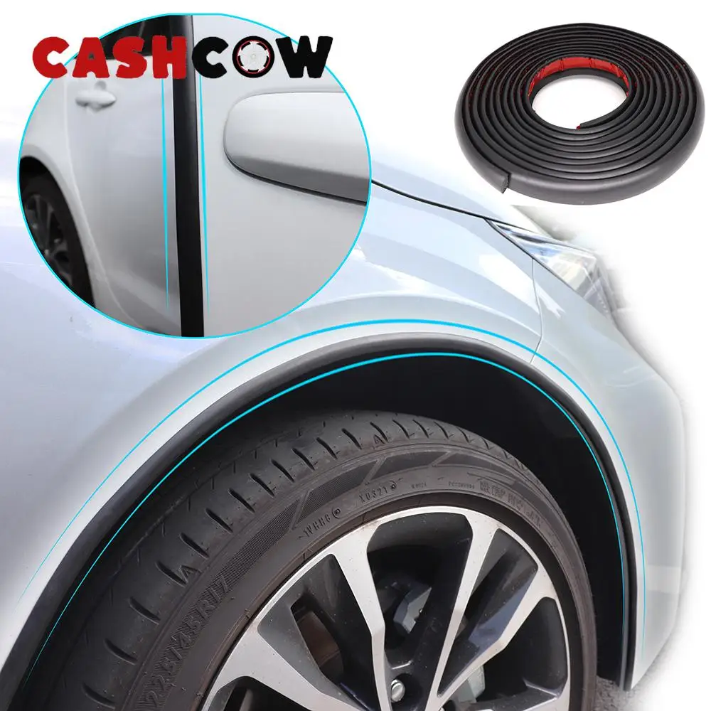 CASHCOW 300cm Universal Car Rubber Splash Guard Fender Flare Extension Wheel Eyebrow Trim Protector Door Lip Seal Strip Cover