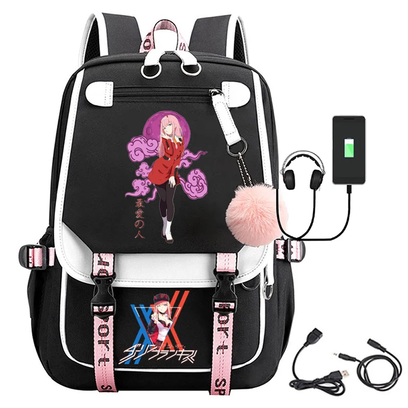 Brand new usb backpack women men teen schoolbag travel zero two backpack