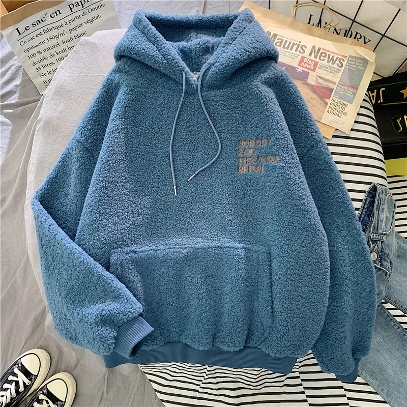 New Autumn Winter Clothes Thick Warm Coat Velvet Cashmere Women Hoody Sweatshirt Casual Tops Lady Loose Apricot Be Fun Pullover