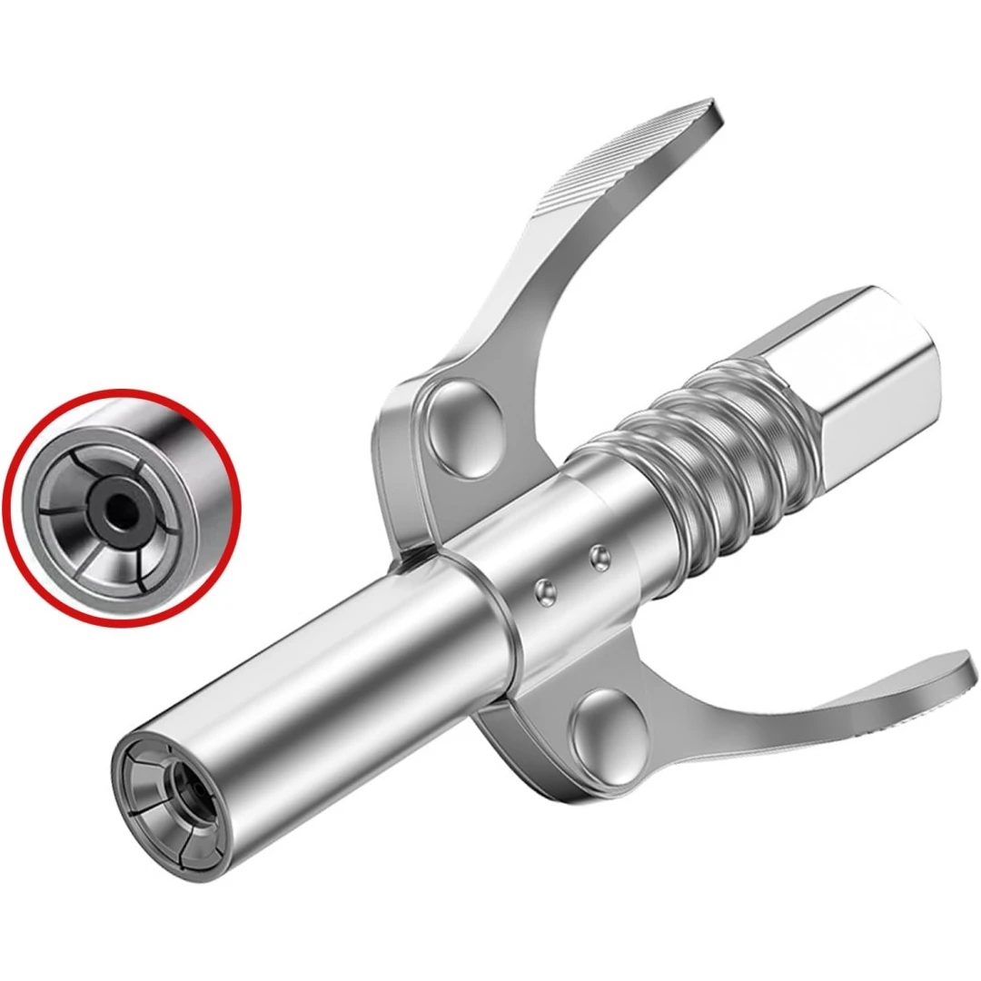 Grease Gun Coupler Tip 10000 PSI Leak Proof Design Double Handle Grease Nozzle,Compatible with All 1/8