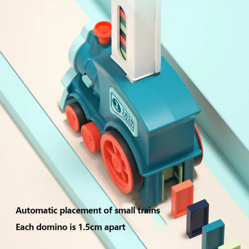 Kids Game Domino Train Toy: Automatic Stacking Creative Game, Pull Train for Kids Over 3 Years Old, Fun Christmas Birthday Gift