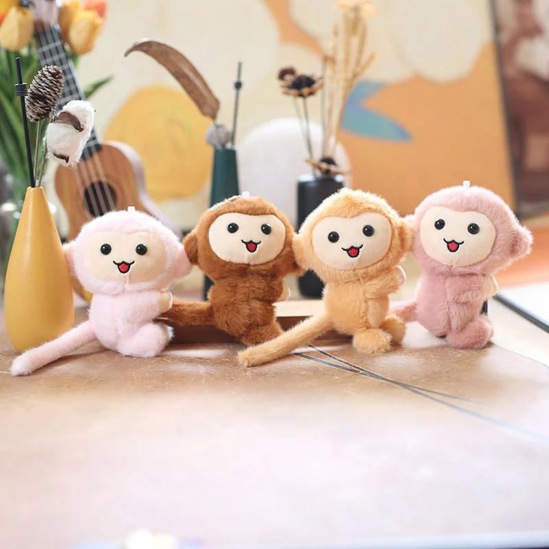 13cm Lovely Little Monkey Pendant Cute Animal Pendant Key Ring Soft Stuffed Doll Plush Toy Girl Boy Birthday Christmas Gift