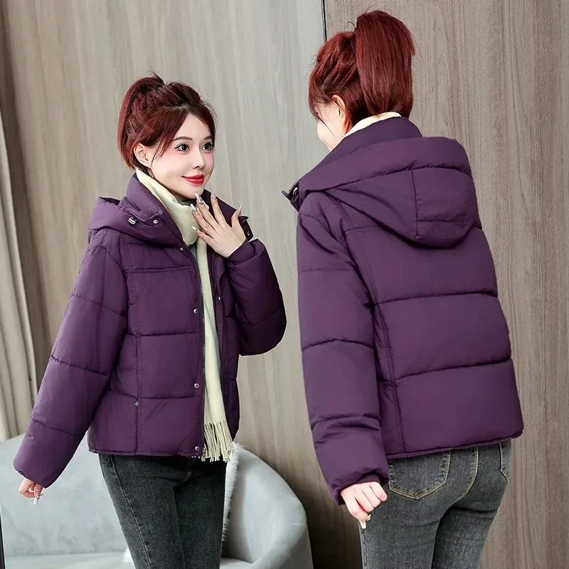 2025 New Fashion Women White Duck Down Jacket with Hood Autumn Winter Warm Over Size Casual Short Thick Outwear Female Coat