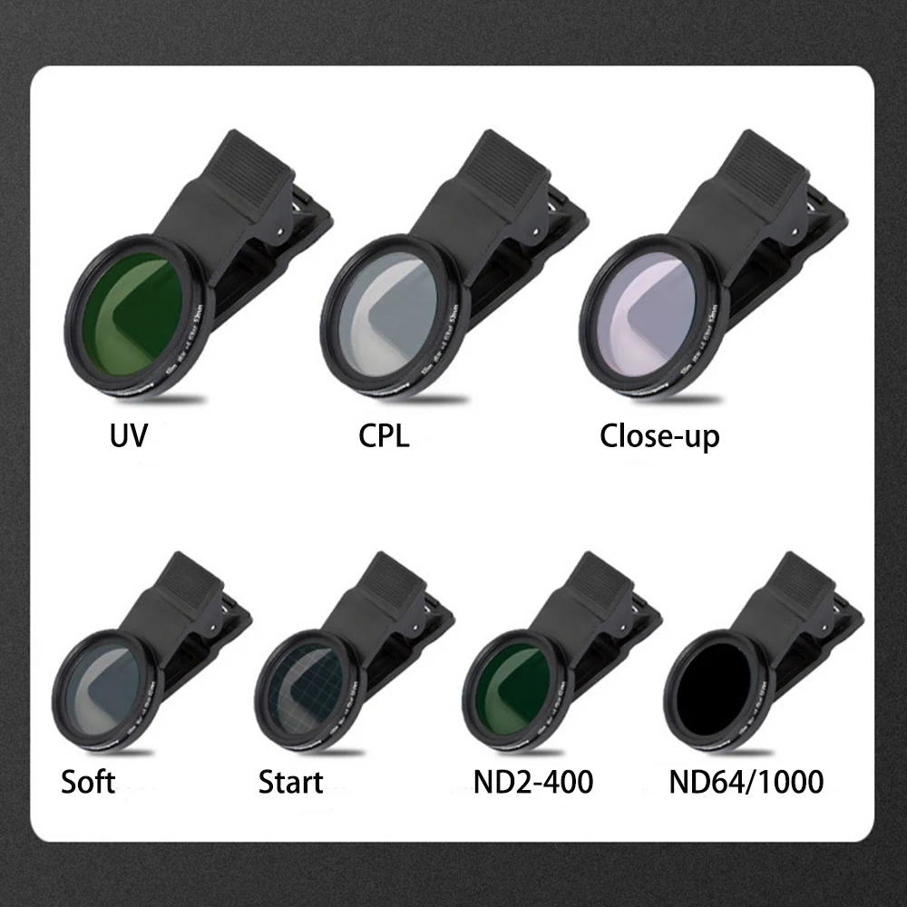 ND1000 Mobile Phone Polarizing Filter Close up Filter CPL and Soft Black Mist Filters For Phones 37mm/52mm With Clip