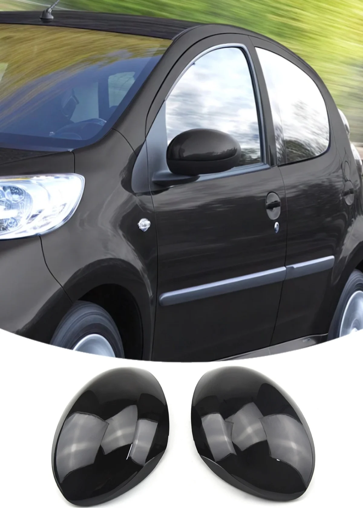 

For Toyota AYGO 107CC For Citroen C1 2005-2014 Bright Black With Buckle Side Mirrors Caps Car Accessories Side Mirror Cover Cap