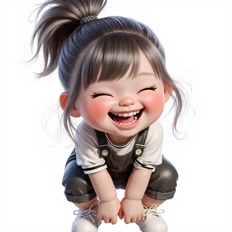 1Pc High Ponytail Laughing Girl Vinyl Sticker, Cute Decal for Car Motorcycle Laptop Water Bottle Helmet Luggage Wall