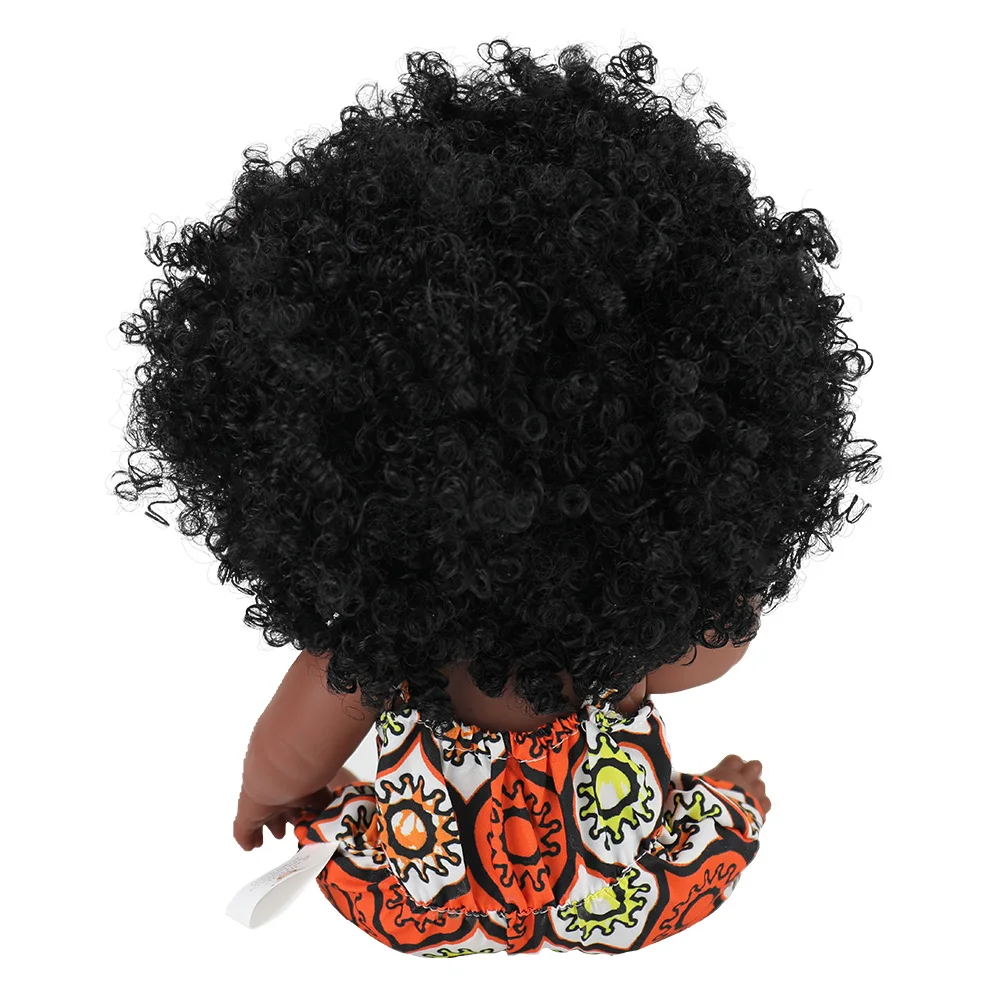 2022 hot sales Cute smiley toy African wax print pattern design clothes black baby doll for kids