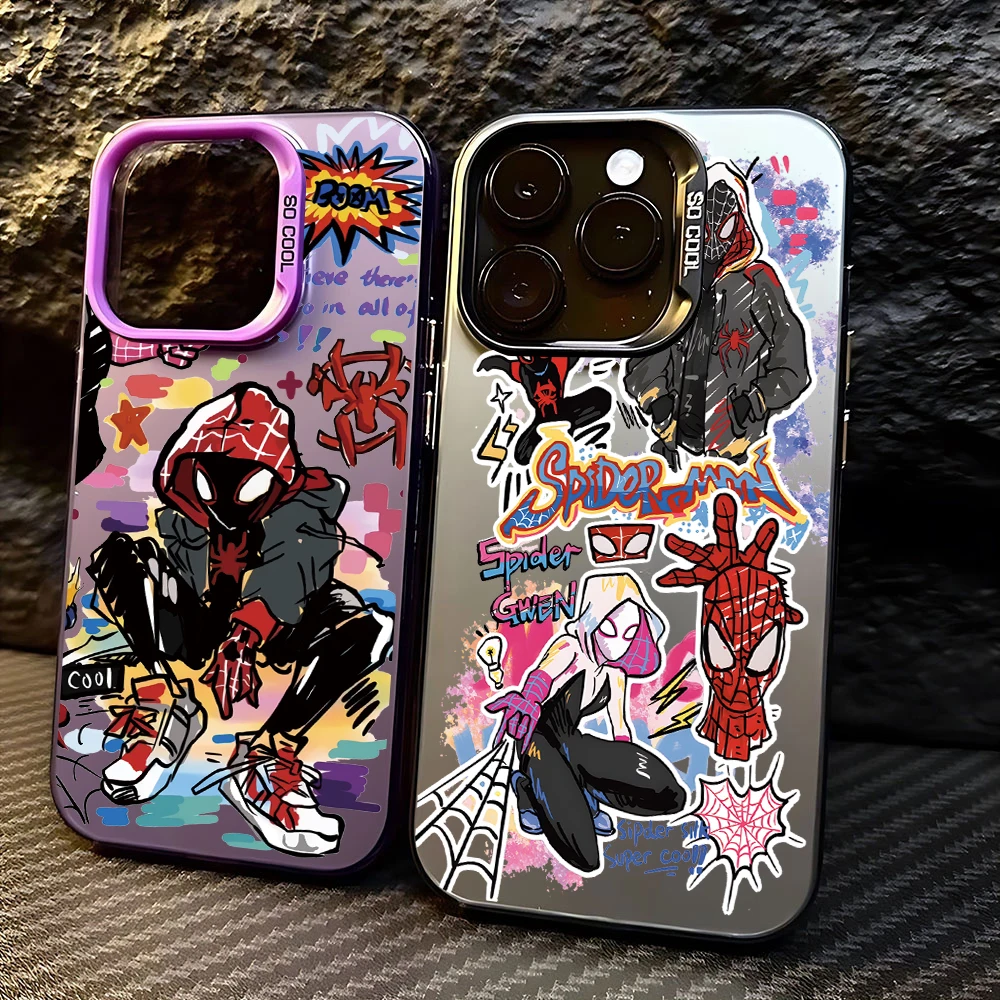 Cartoon Spider Man Woman Gwen Phone Case For iPhone 15 14 13 12 11 Pro Max X XR XSMAX 8 7 Plus Candy Matte Shockproof Back Cover