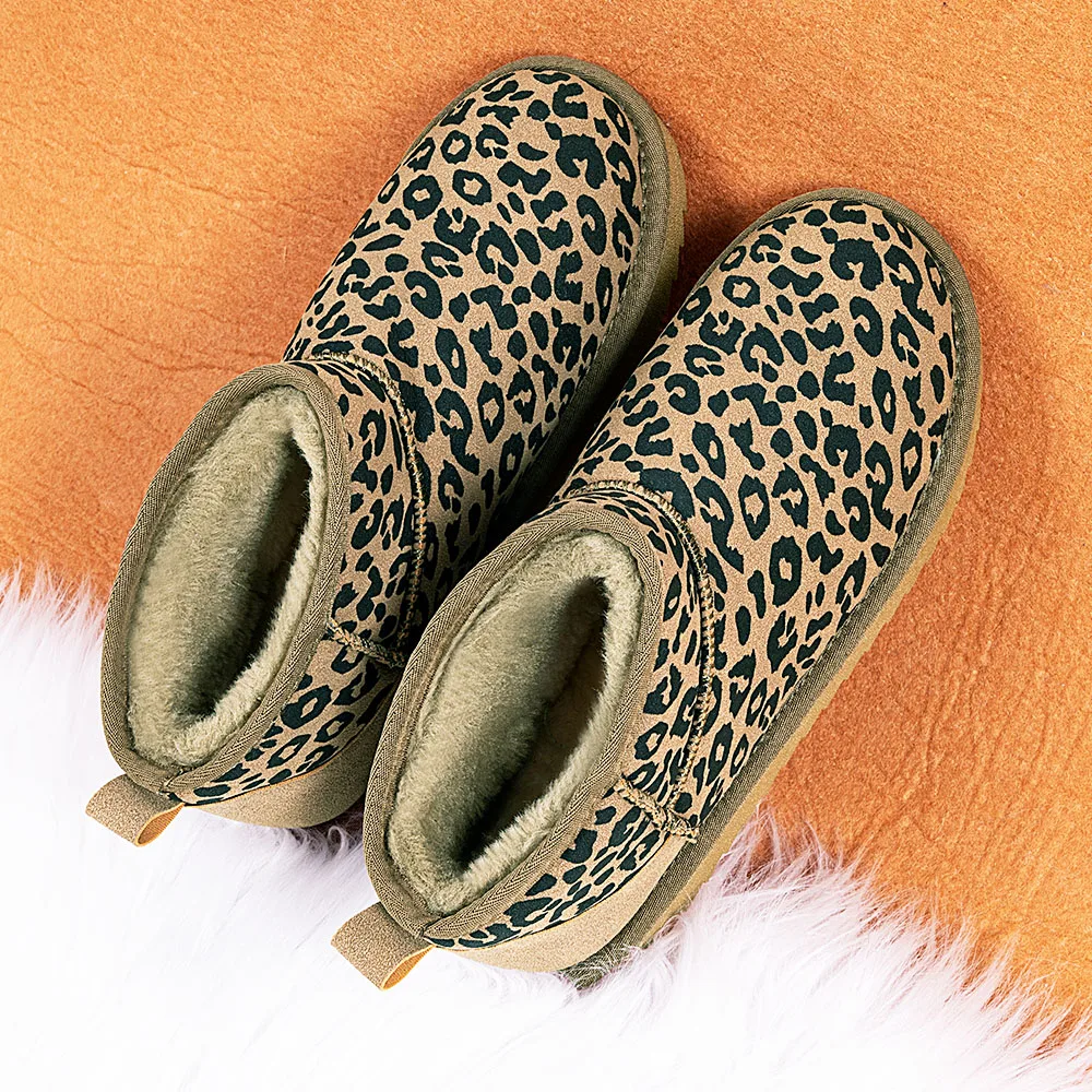 Samilor Leopard Print Snow Boots Fashionable Non Slip Snow Boots Stylish Winter Boots Warm Leopard Snow Boots