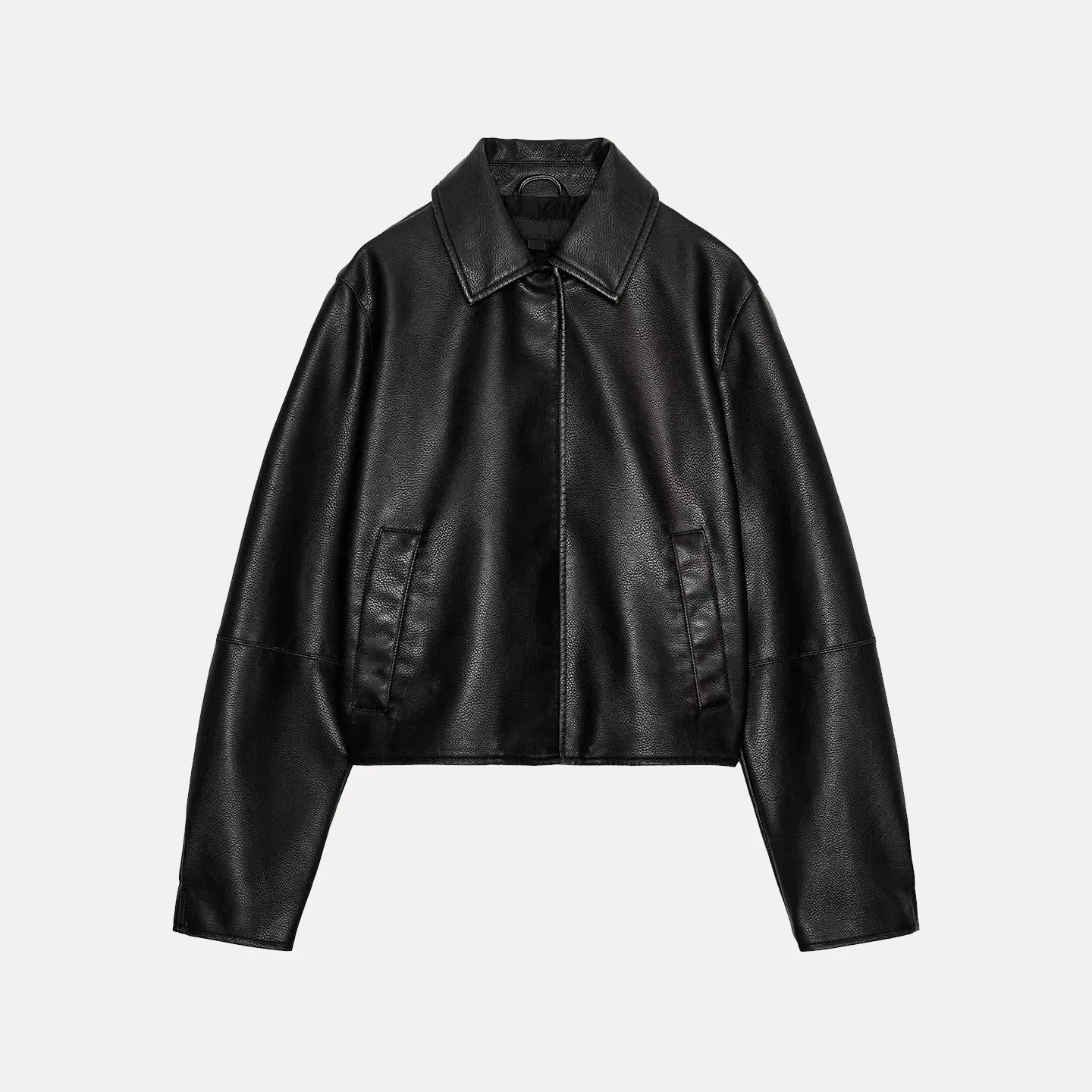 심플한 퍼스널리 가죽 재킷 여성용 아우터웨어 2025 가을 스탠드 핏 롱 슬리브 지퍼 클로저 데일리 웨어