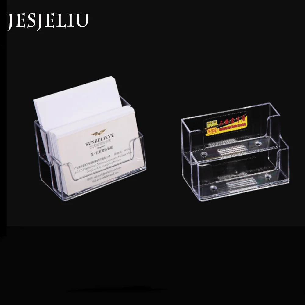 1Pc Double-Cell Transparent Display Stand Desktop Business Card Box Special  Office Business Card Holder Desk Shelf Box Storage - AliExpress 21