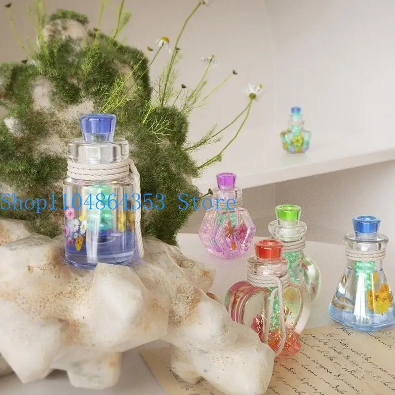 Epoxy Resin Drift Bottle Mold Heart Shaped Wishing Bottle Pendant Mold Night Light Keychain Jewelry Making Silicone Mold