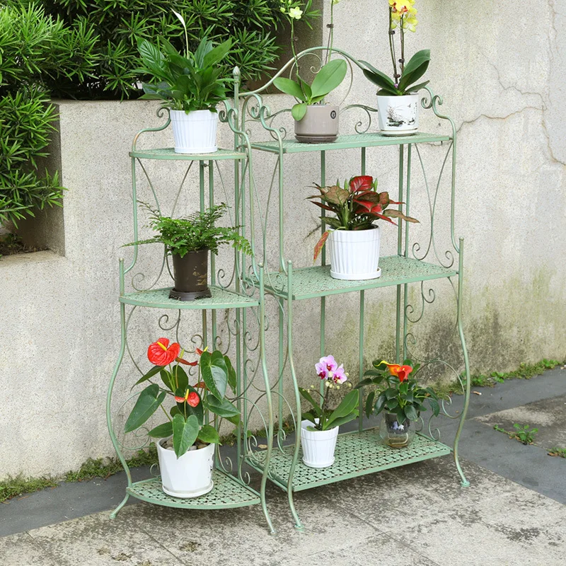 

Outdoor flower stand wrought iron garden courtyard balcony terrace corner decorative flower pot shelf multi-layer
