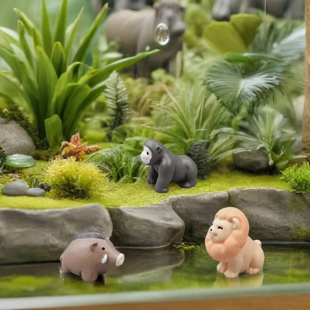 

8Pcs Miniature Resin Animal Set Fairy Garden Decorations Tiny Ornaments for Dollhouse Micro Landscape Accessories