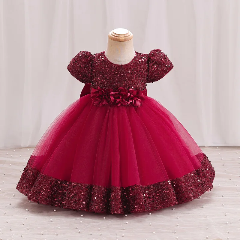 Vestito da principessa della neonata nuovo vestito da ballo di pasqua di natale vestito carino con paillettes a farfalla grande vestito da prestazione della festa nuziale