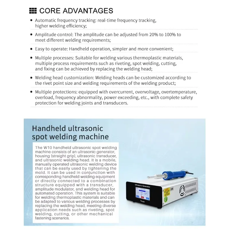 Manufacturer Handheld Ultrasonic Plastic Spot Welder Ultrasonic Welding Machine For Plastic Non-woven Fabric