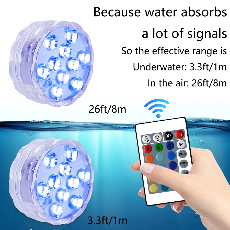 Mini Submersible LED Lights Waterproof Multicolor Underwater Lights With Remote Control Battery Operated Tea Lights For Hot Tub