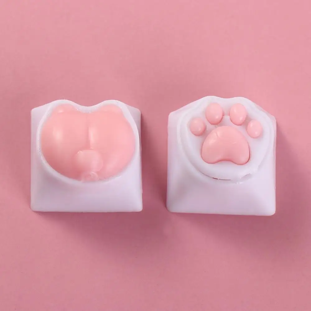 LED Cat Paws Corgi Buttock Keycap Cat Paws Corgi Buttock Pink Cat Claw Pink Cat Claw Keycap Key Chain Removable Colorful