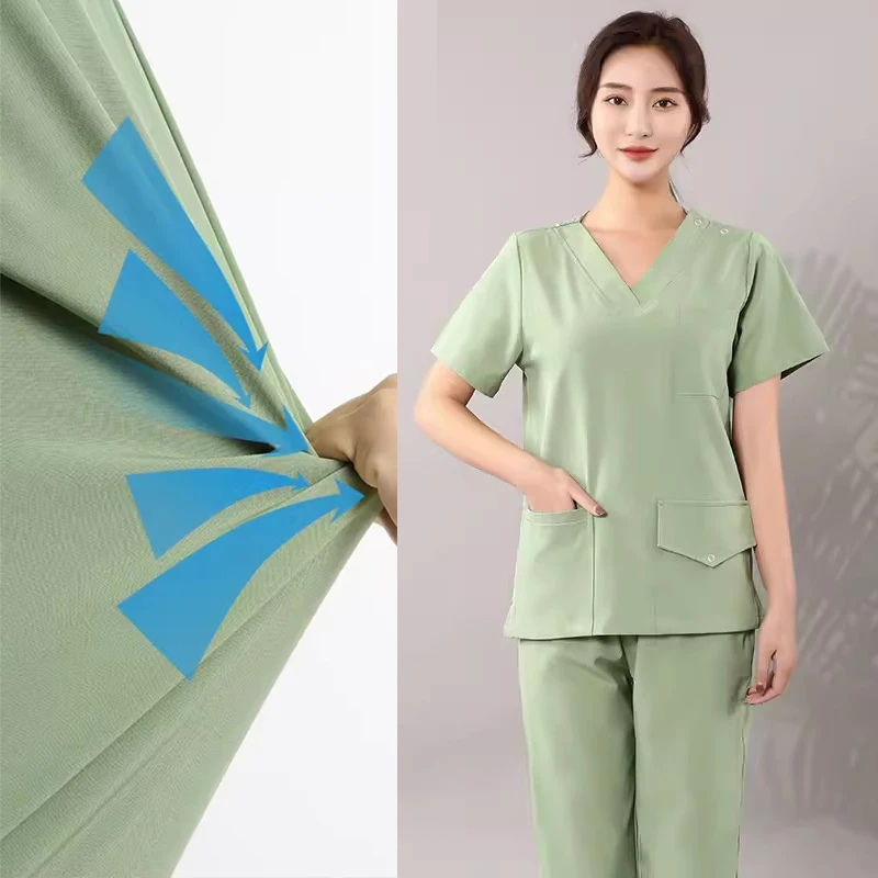 Stretching Scrub Set Short Sleeve Nursing Clothes Women Medical Uniform Doctor Clothing Elastic Dentist Workwear Hospital Scrubs