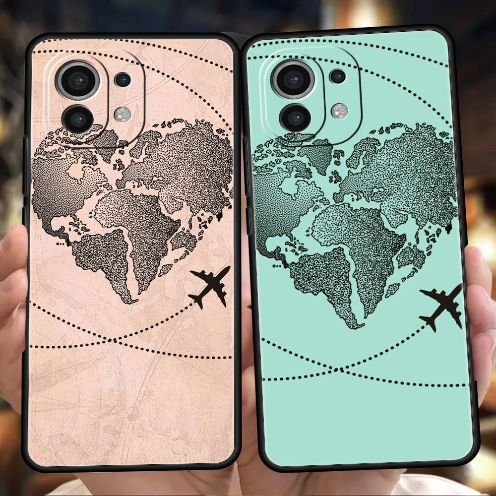 Travel-Inspired Airplane Route Phone Case Cover for Xiaomi Mi 15 14 13 12 11 Ultra 14T 13T 12T 11T 10T Pro Lite 5G Silicone Capa