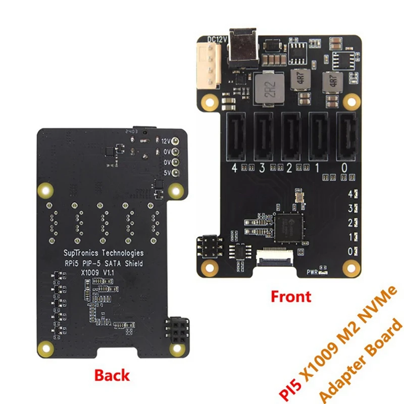 A35Q-X1009 Pcie To 5-Port SATA Shield HDD Expansion Board SATA3.0 Expansion Board With Case For Raspberry Pi 5