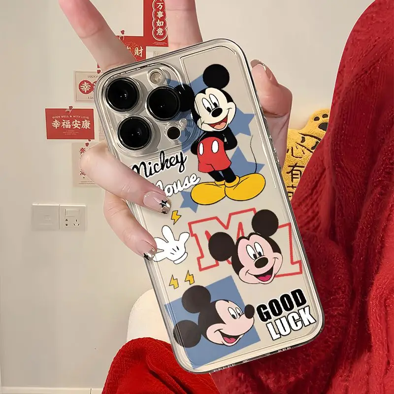 Disney Mickey Mouse Fashion Phone Case For iPhone 14 11 13 12 15 Pro Max XR XS MAX 7 8 Plus Kawaii Y2K Cartoon Lovely Cover