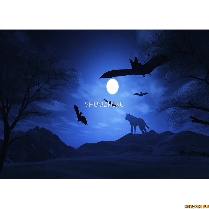 SHUOZHIKE Хэллоуин фон тыква фонарь замок лес луна детский фон для фотосъемки для фотостудии реквизит NG-11
