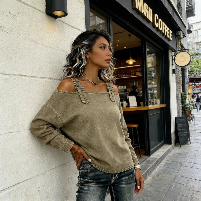 HX6F Elegant Polyester Top With Digital Printing And Loose Casual For Casual Wear