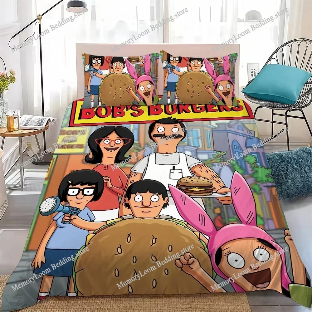 Bedding Decor Cartoon B-Bobs B-Burgers Duvet Cover Set Home Style Bedding Soft Laundry Cotton Bed Four Seasons Student Dormitory