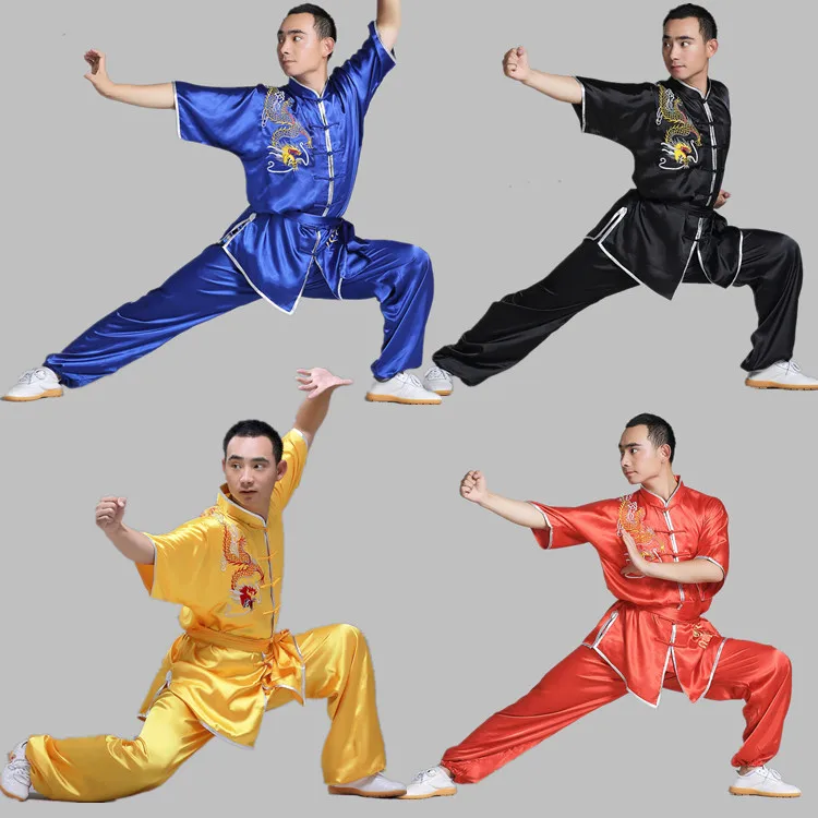 Chinese Wushu Uniform Kungfu Costume Martial Arts Suit Changquan Clothes Dragon Embroidery for Men Women Kids Boy Girl 125-185cm