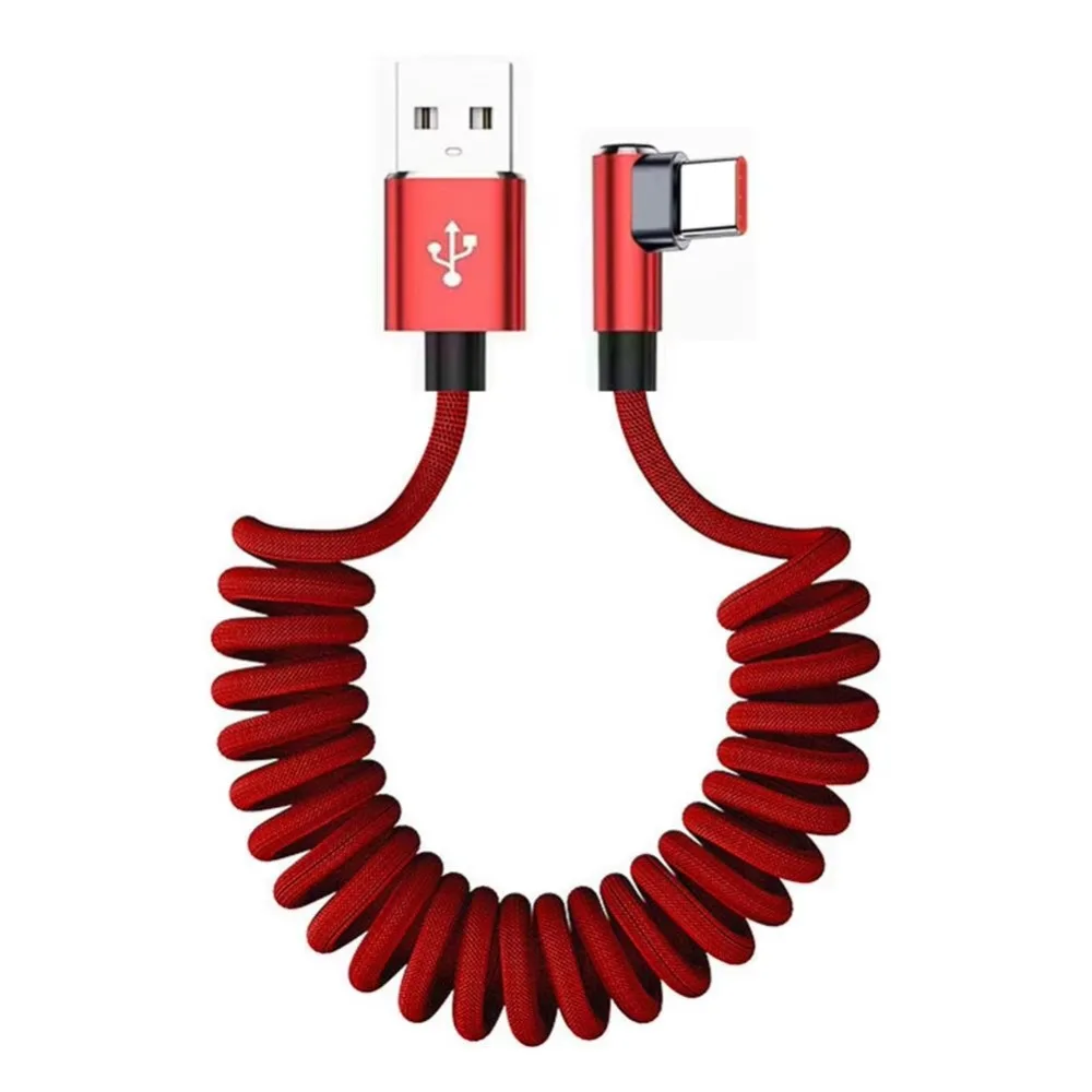 Spiral Design Phone Charge Cable Retractable Fast Charging USB Charger Cable USB To Type C Retractable Charging Cord