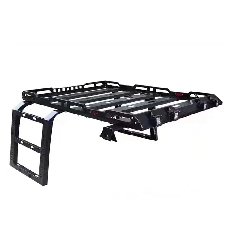 Factory directly sell Aluminum luggage roof rack with 4 light for Jeep Wrangle