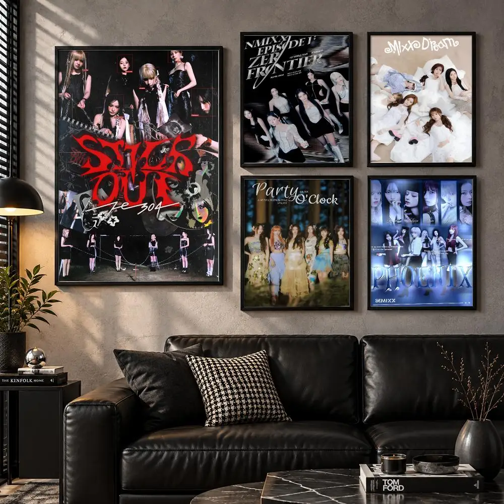 NMIXX KPop Girl Group Vocal Performance Music Collection Poster Modern Self Adhesive Wall Art Prints for Bedroom Living Room
