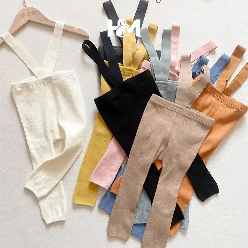 Baby Girl Boys Stocking Toddler Knit Tights Newborn Suspender Tights Pantyhose Solid High Waist Overall Leggings 1-2Y