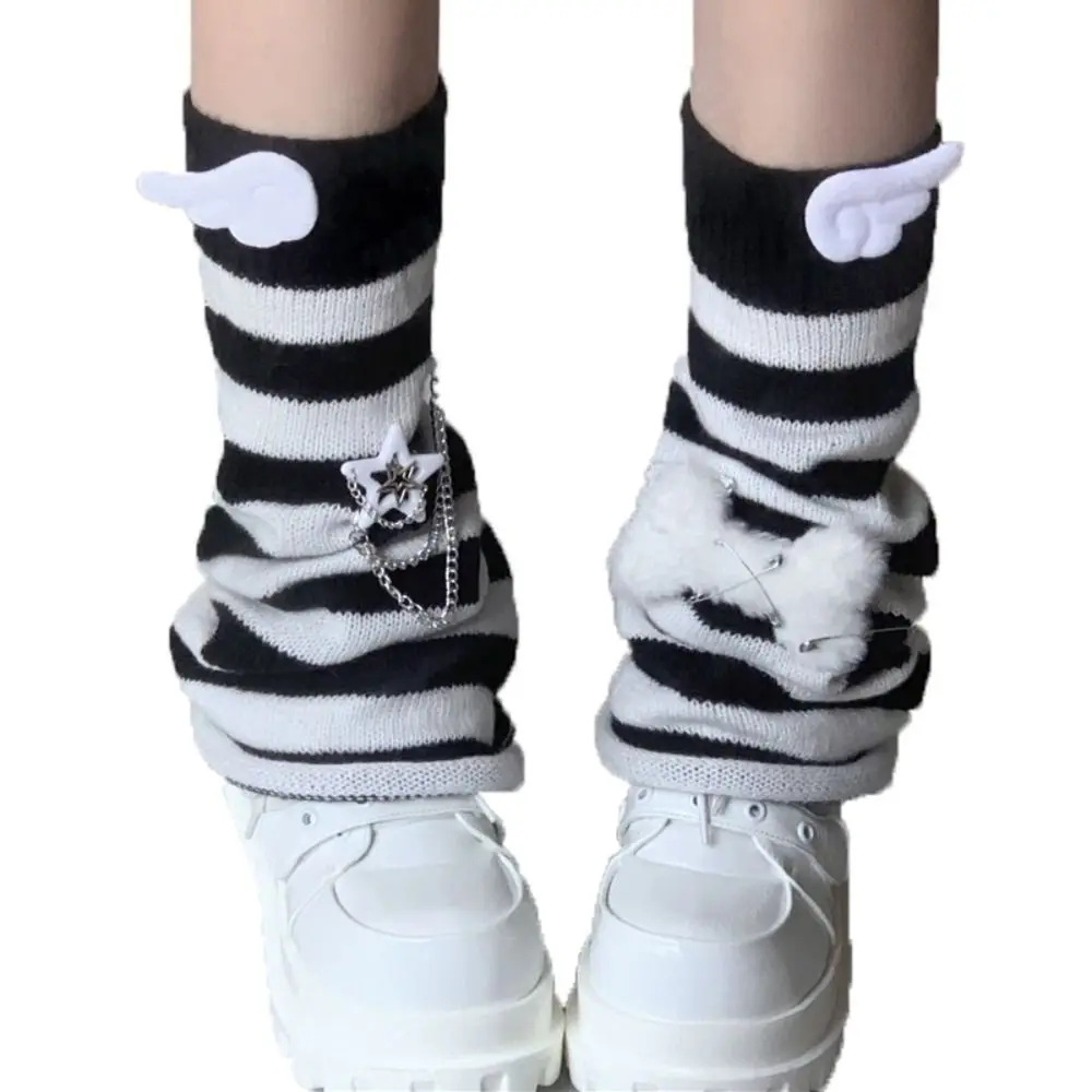 Y2K الأصلي تدفئة الساق الأزرق الأبيض المشارب ثقافة فرعية Harajuku الجوارب Harajuku نمط أجنحة ترهل الجوارب #4